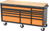TOBEQ RCBT721524ORBK 72-Inch 15-Drawer Roller Cabinet in Orange and Black with Wood Top Work Surface