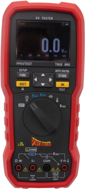 Power Probe PPEVTEST EV Tester, CAT III/1000V & CAT IV/600V Volt Meter, Insulation Tester, True Milliohm Multimeter - MPR Tools & Equipment