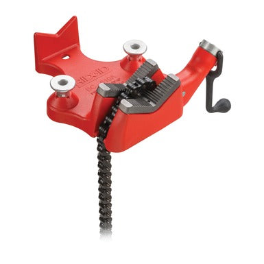 Ridgid 40215 BC810A 1/2" - 8" Top Screw Bench Chain Vise, red cast iron body with chain and toothed jaw assembly