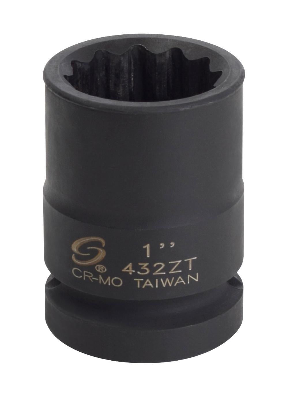 Sunex Tools 432ZT 3/4" Drive 1" 12-Point Thin Wall Impact Socket in CR-MO Steel with Black Phosphate Finish