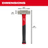 Milwaukee Tool 48-22-9314 Engineer Hammer dimensions - 15 in overall length, 5.5 in head width, 1.8 in head height