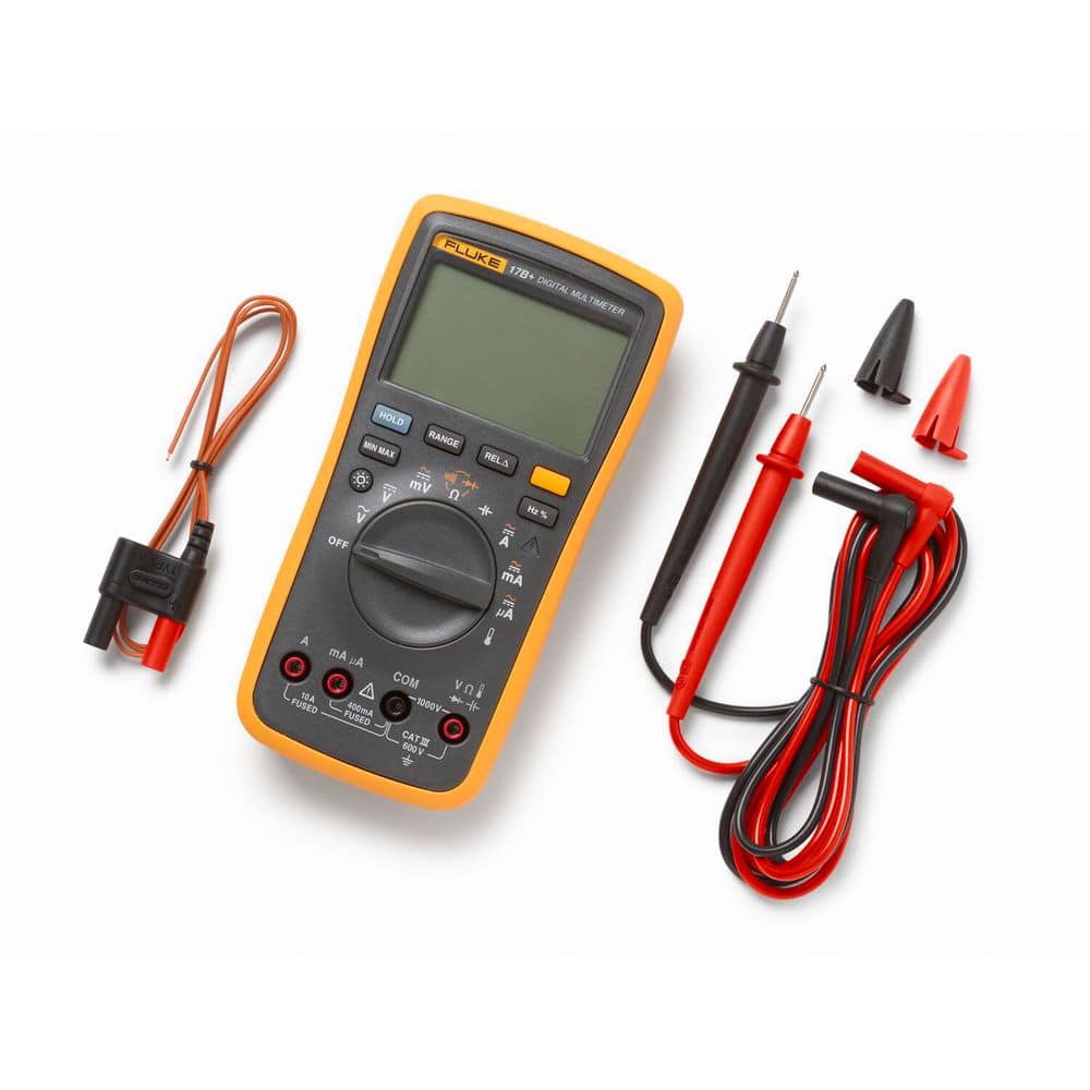 Fluke 17B+ Digital Multimeter with included TL75 test leads and Type-K thermocouple probe