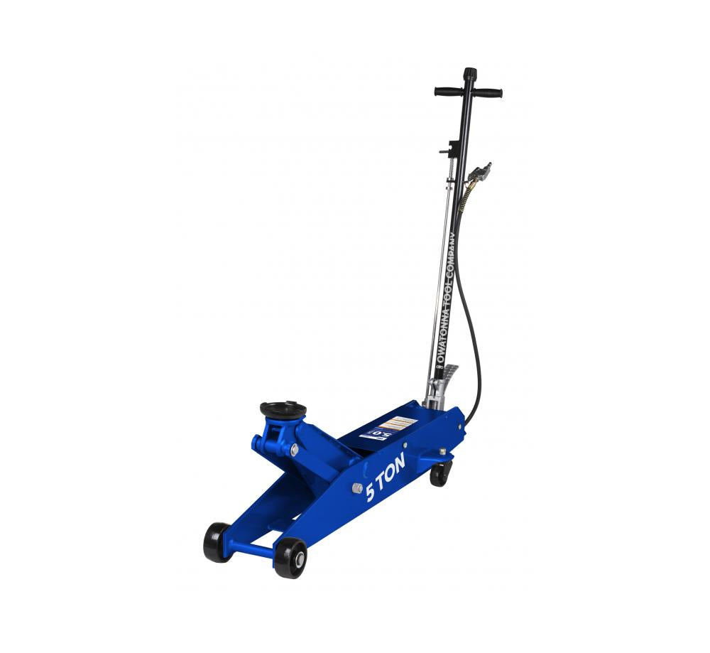 OTC Tools HDJ5P 5 Ton Air/Hydraulic Service Jack, blue steel, T-bar handle with air assist hose