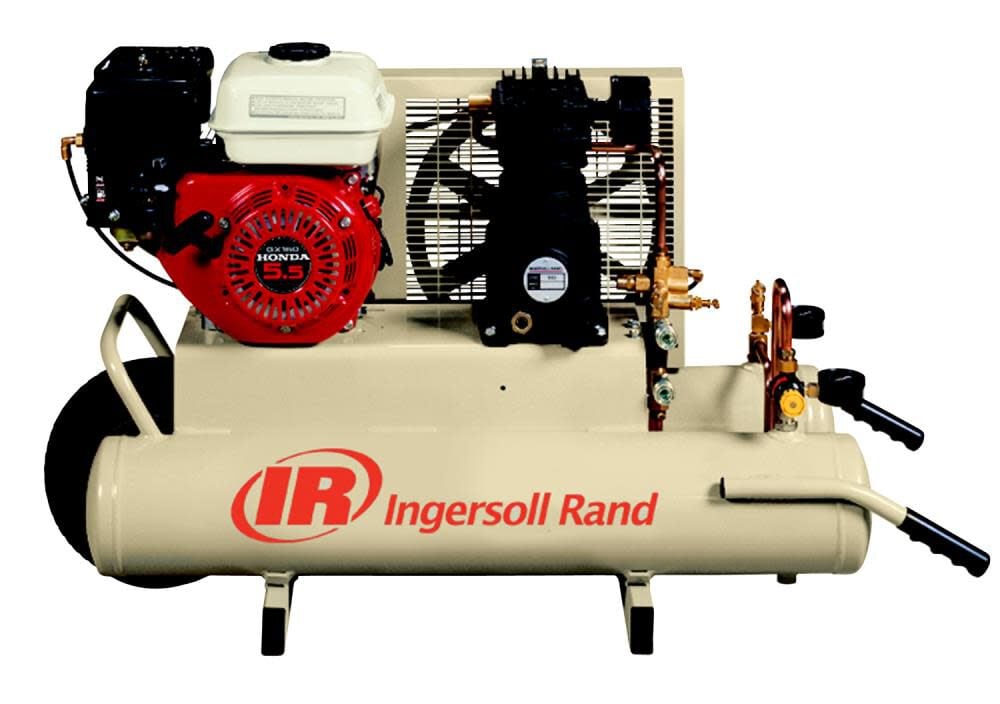 Ingersoll Rand 49813009 Single-Stage Gas Drive Air Compressor with 5.5 HP Honda engine and horizontal twin tank
