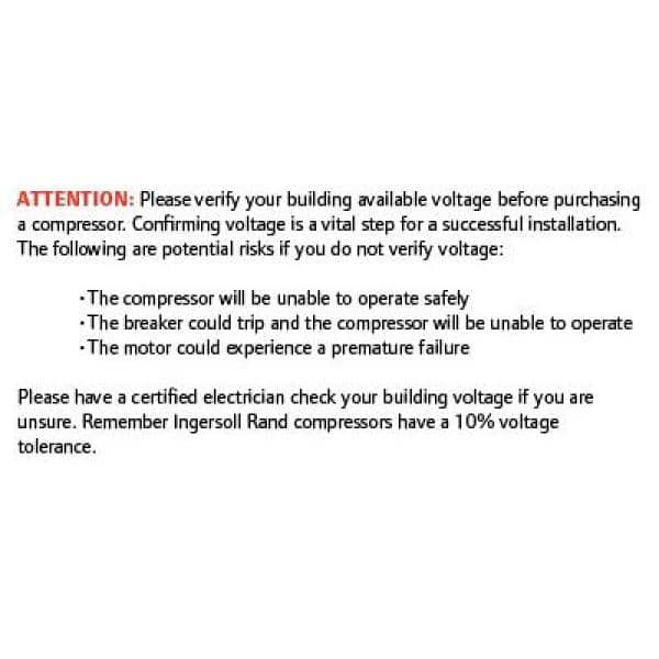 Ingersoll Rand air compressor voltage verification attention notice