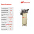 Ingersoll Rand 2340L5-V specifications chart: 175 PSI, 5 HP, 14 CFM, 60 Gal vertical tank