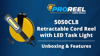 Alert Stamping 5050CL8 Retractable Cord Reel with LED Work Light, 50 Ft