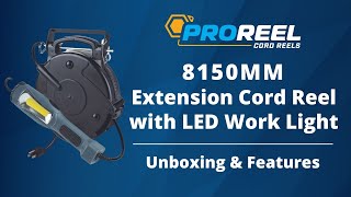 Alert Stamping 8150MM Retractable Cord Reel with LED Work Light, 1500 Lumen