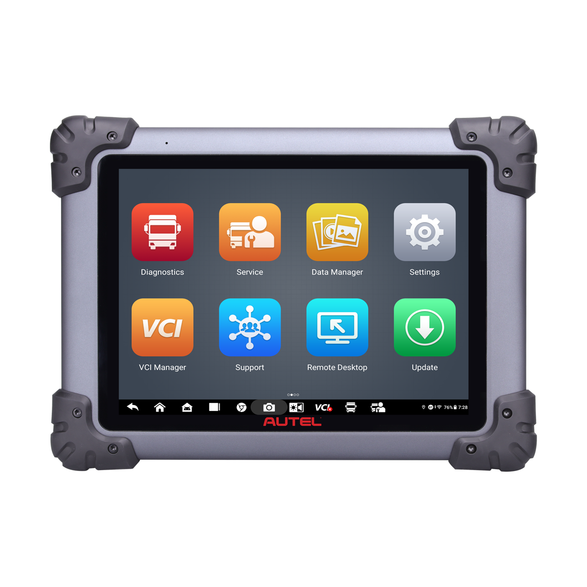 Autel MS908CVII MaxiSYS Diagnostic Tablet front view showing home screen with app icons