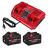 Milwaukee Tool 48-59-1888 M18 18V Li-Ion 8.0 Ah REDLITHIUM FORGE Starter Kit with Dual Bay Rapid Charger (2-Pack)