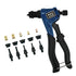 Astro Pneumatic 1443B Hand Rivet Nut Kit with mandrels, nosepieces, and rivet nut assortment laid out