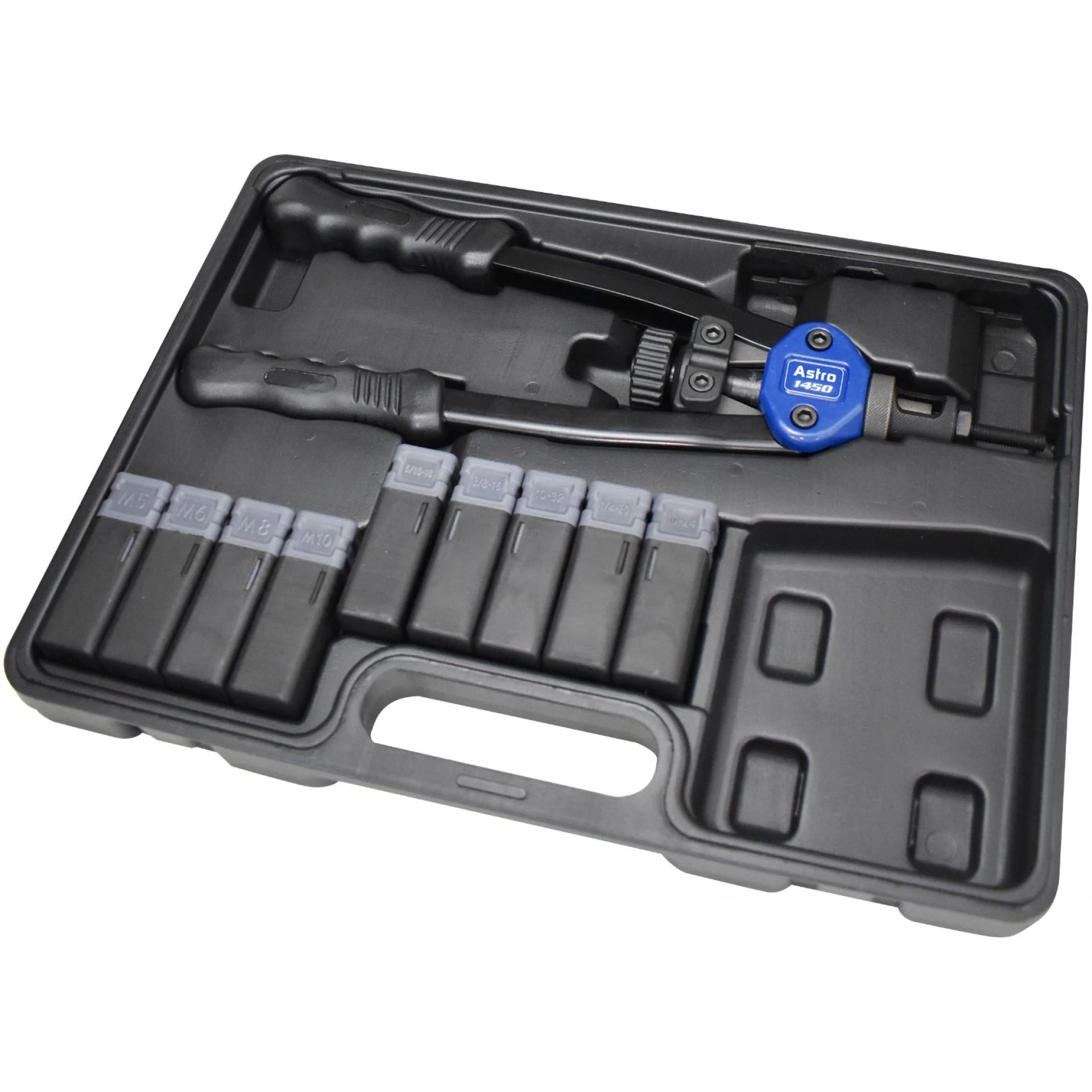 Astro Pneumatic 1450 13-In PlusNut and Extra-Long Rivet Nut Setter Kit stored in carrying case