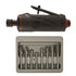 Astro Pneumatic AST-2181B ONYX Die Grinder and 8pc Carbide Rotary Burr Set displayed in blow-molded case tray