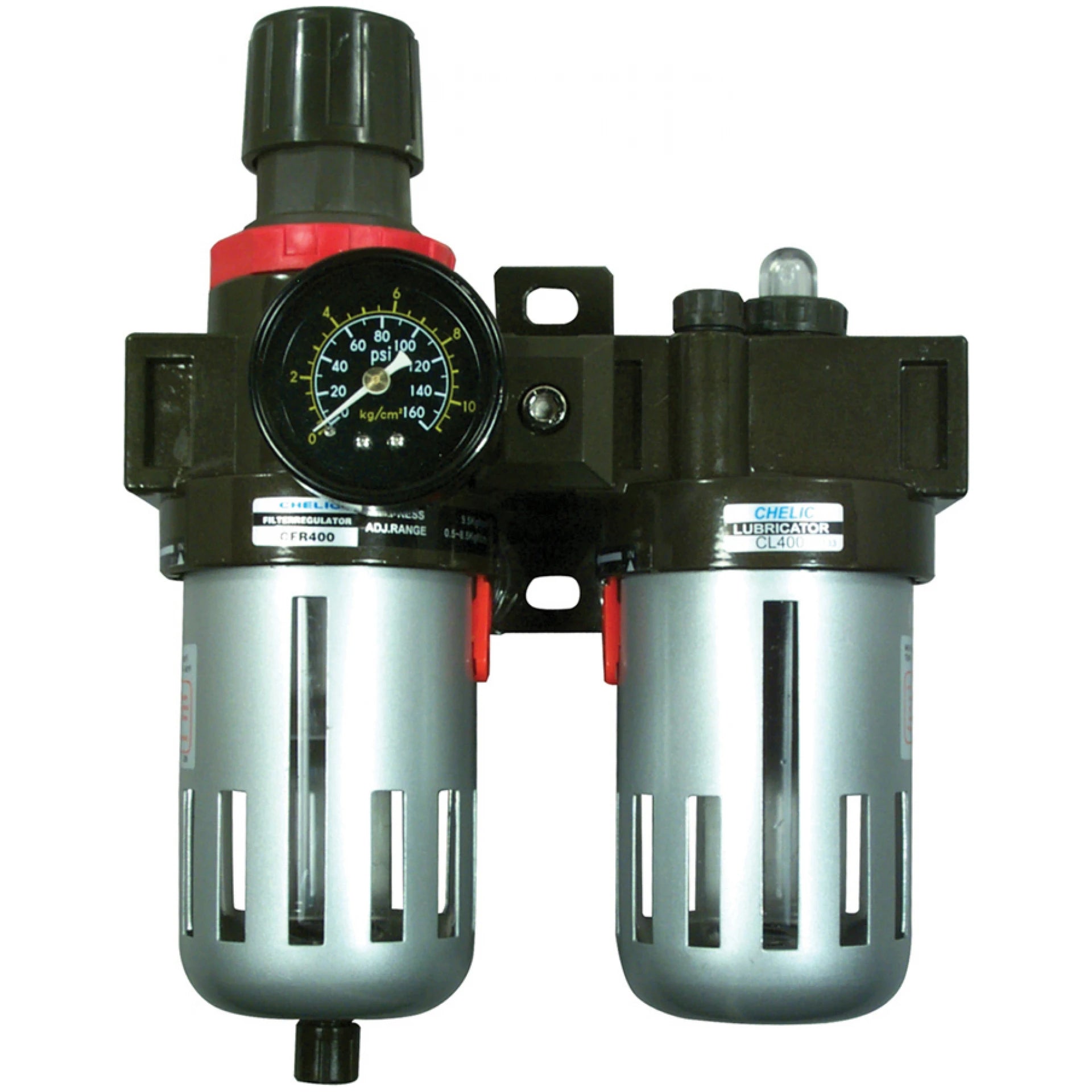 Astro Pneumatic AST-2616 3/8 in Filter Regulator Lubricator with Gauge - front view