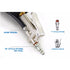 Astro Pneumatic 3083 Tire Inflator showing hose swivel, M style fitting on tool, T style fitting, and locking chuck with callout labels