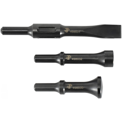 Astro Pneumatic 49803 3pc Chisel & Hammer Bit Set .498 Shank - all three pieces on white background