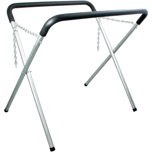Astro Pneumatic 557010 Adjustable Extra Heavy Duty Portable Work Stand with foam-padded steel tubing top and X-frame legs