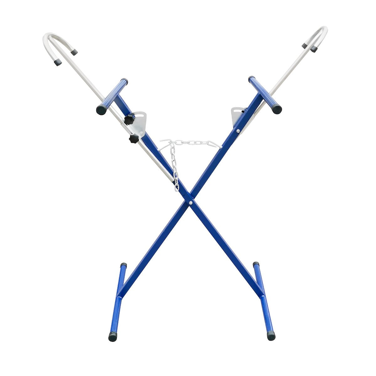 Astro Pneumatic 557012 Panel Stand - X-frame blue steel adjustable stand angle view