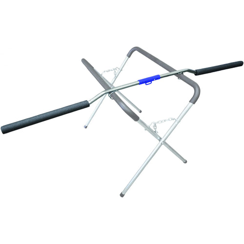 Astro Pneumatic 557100 Fender Extender 80" mounted on portable work stand, full assembly angled view
