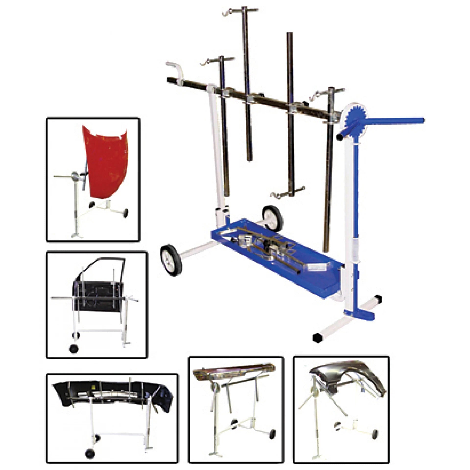 Astro Pneumatic AST-7300 Super Stand Universal Rotating Parts Work Stand with multiple panel configurations shown