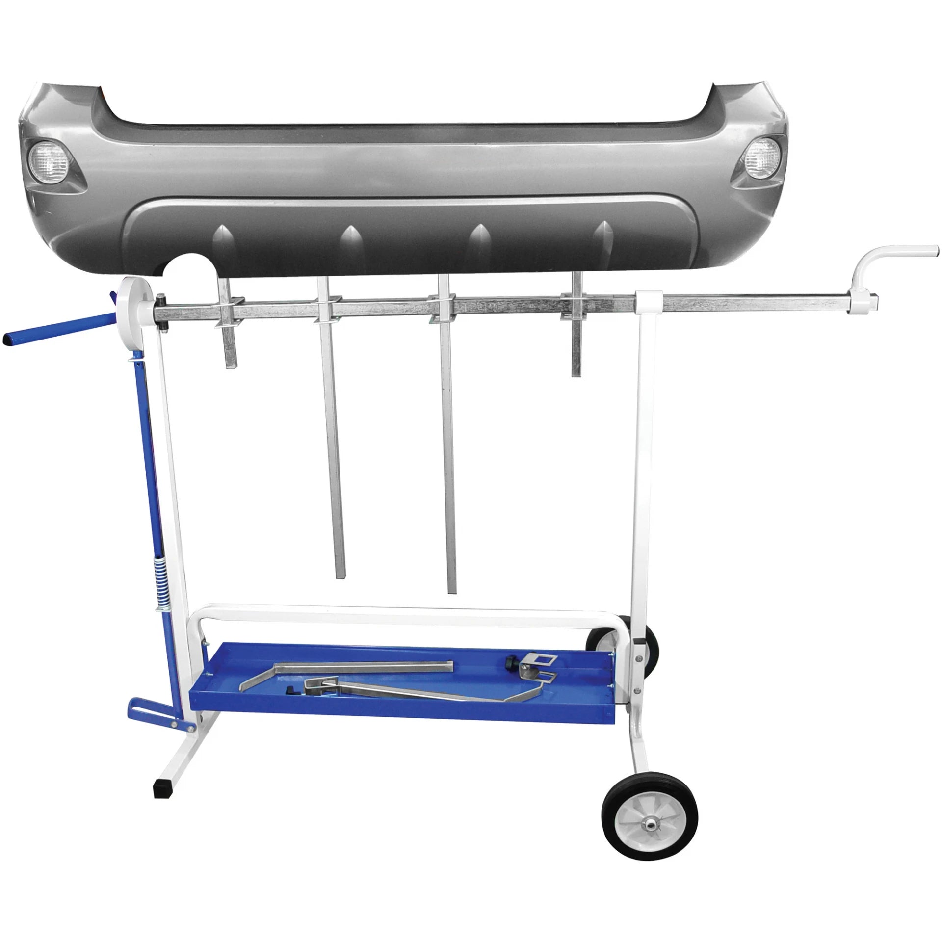 Astro Pneumatic AST-7300 Super Stand with bumper mounted on adjustable bars, side view