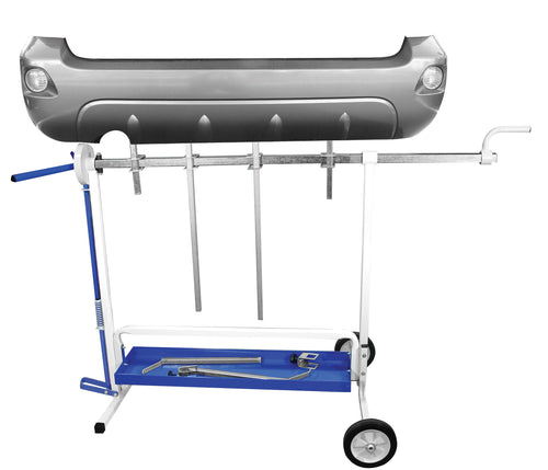 Astro Pneumatic AST-7300 Super Stand supporting a full bumper for repair or refinishing