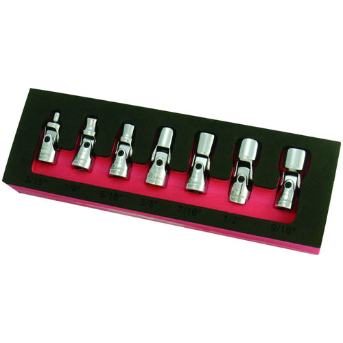 Astro Pneumatic AST-7407 7pc 1/4" Drive Flex Socket Set 6-Point SAE in foam storage tray