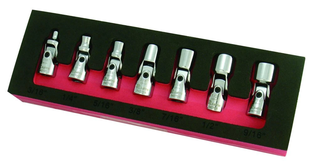 Astro Pneumatic AST-7407 7pc 1/4" Drive Flex Socket Set 6-Point SAE angled product view