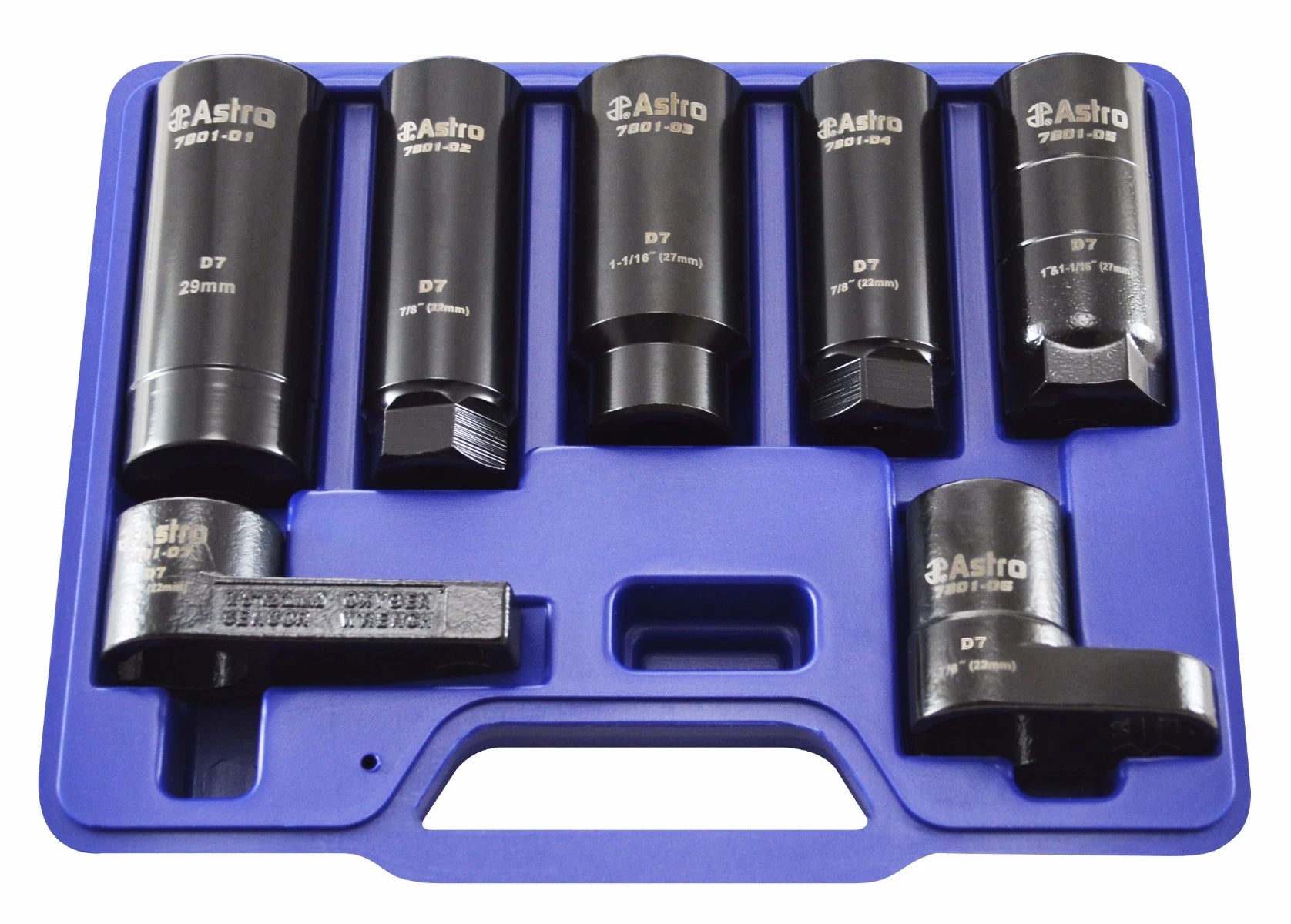 Astro Pneumatic AST-7801 7pc Sensor and Sending Unit Socket Set full set in blue case top view