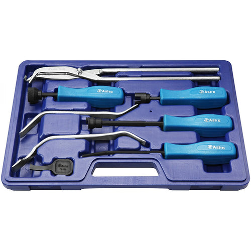 Astro Pneumatic AST-7848 8pc Professional Brake Tool Set displayed in blue blow molded case, top-down view
