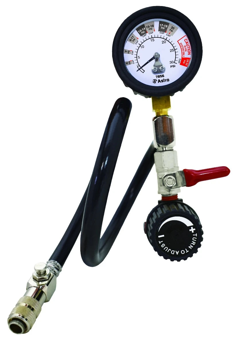 Astro Pneumatic 7856 Cooling System Pressure Tester - full length view showing hose and quick connector