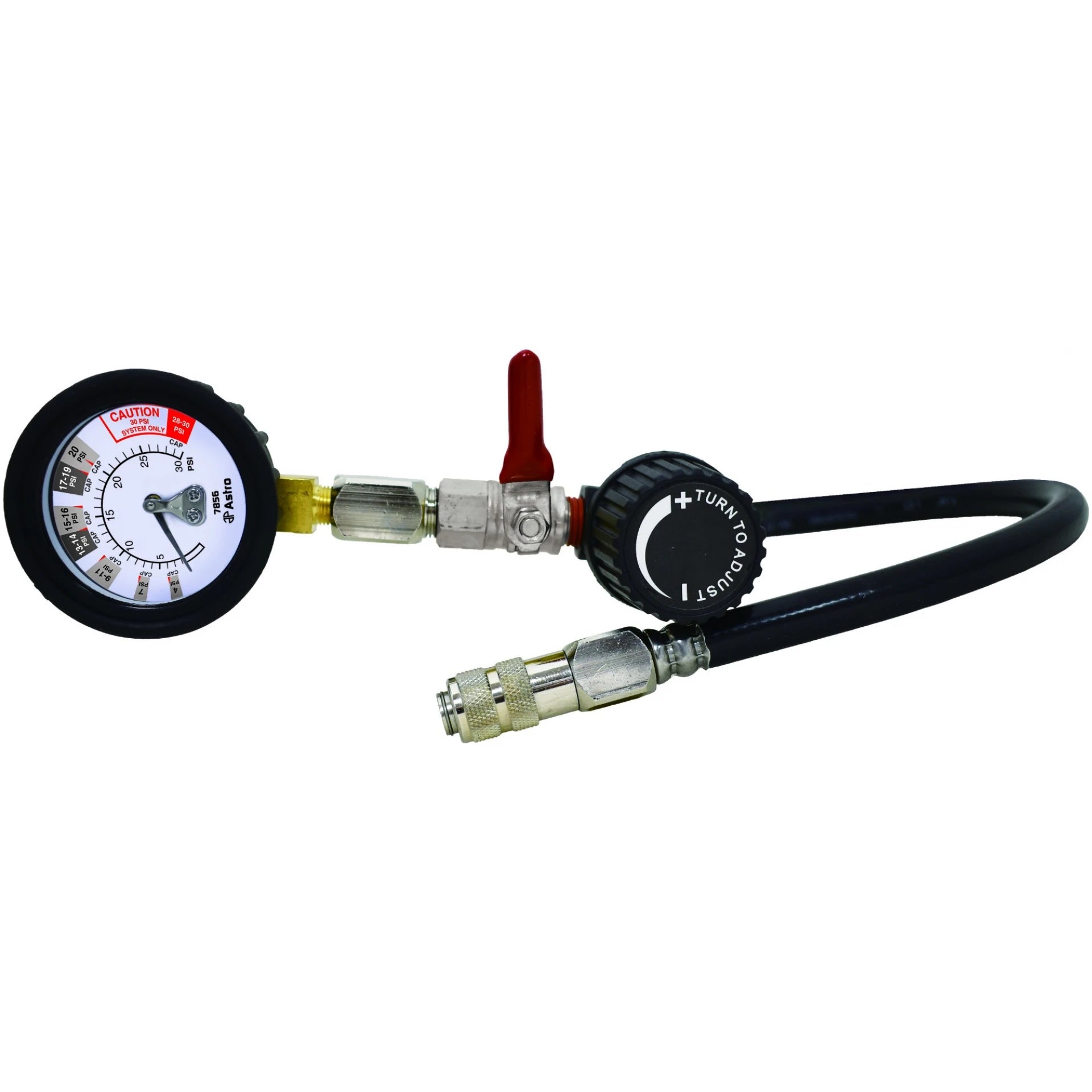Astro Pneumatic 7856 Cooling System Pressure Tester - alternate side angle with quick connector