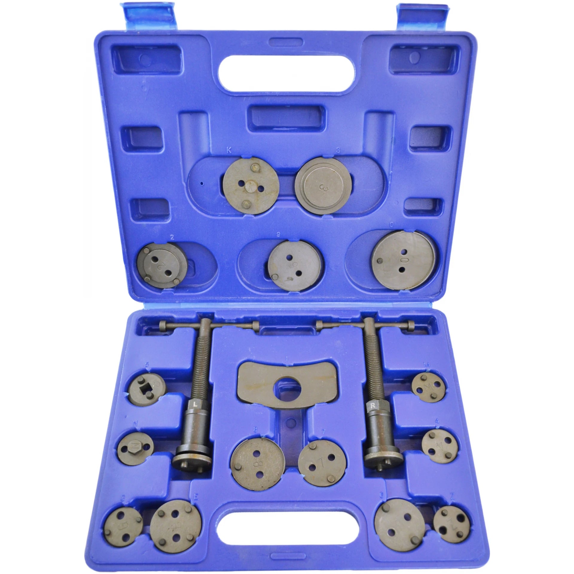 Astro Pneumatic AST-78618 18pc Brake Caliper Wind Back Tool Set open blue carrying case