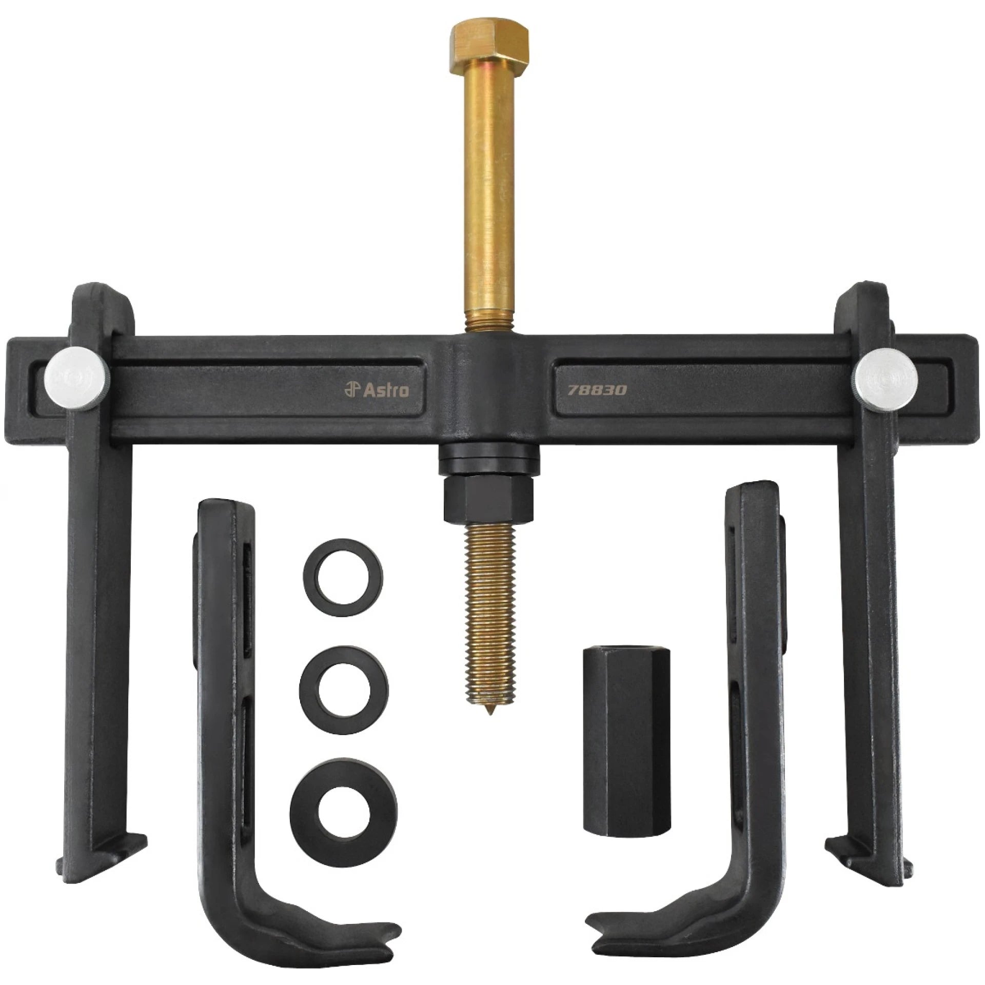 Astro Pneumatic 78830 Heavy Duty Hub Drum and Rotor Puller Kit - full kit components on white background