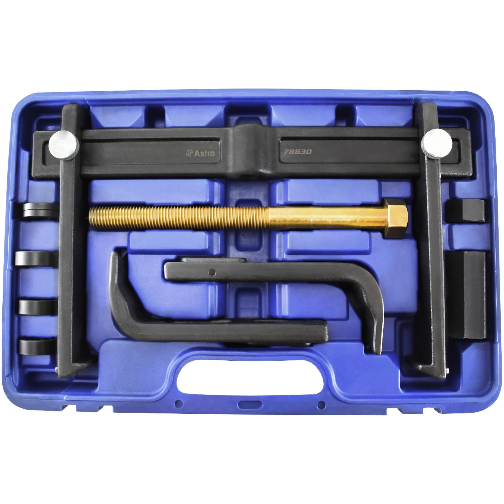 Astro Pneumatic 78830 Heavy Duty Hub Drum and Rotor Puller Kit - kit in blue carrying case alternate view