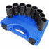 Astro Pneumatic 78868 8pc 12-Point Axle Nut Socket Set displayed upright on blue carrying case