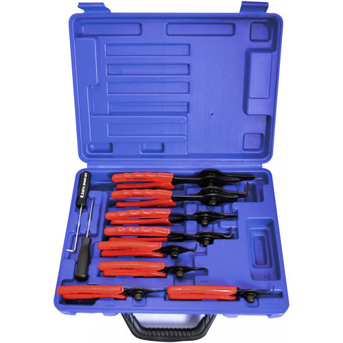 Astro Pneumatic AST-9401 10pc Snap Ring Pliers Set in open blue blow molded case