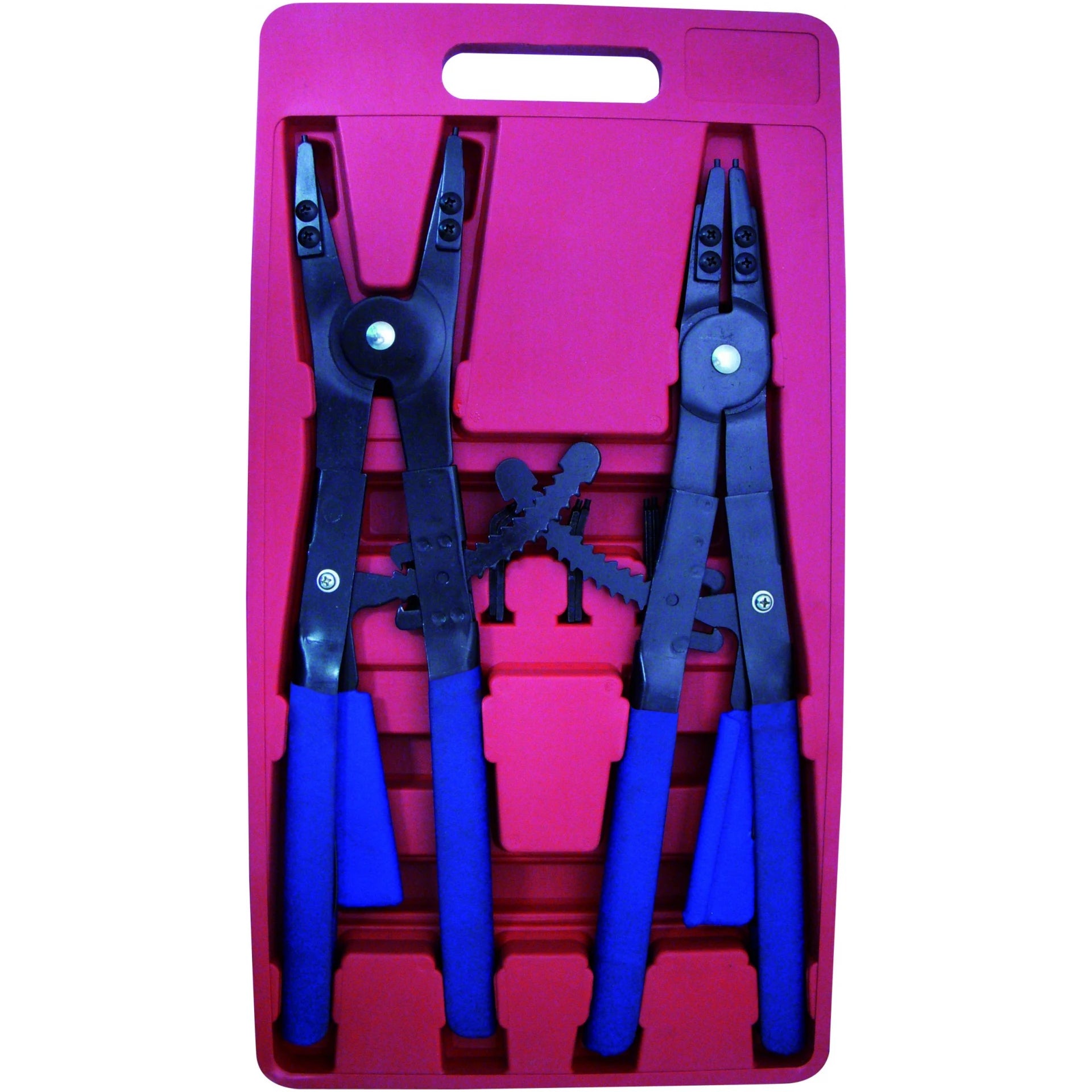 Astro Pneumatic AST-9402 2pc Snap Ring Pliers Set top view in red storage tray