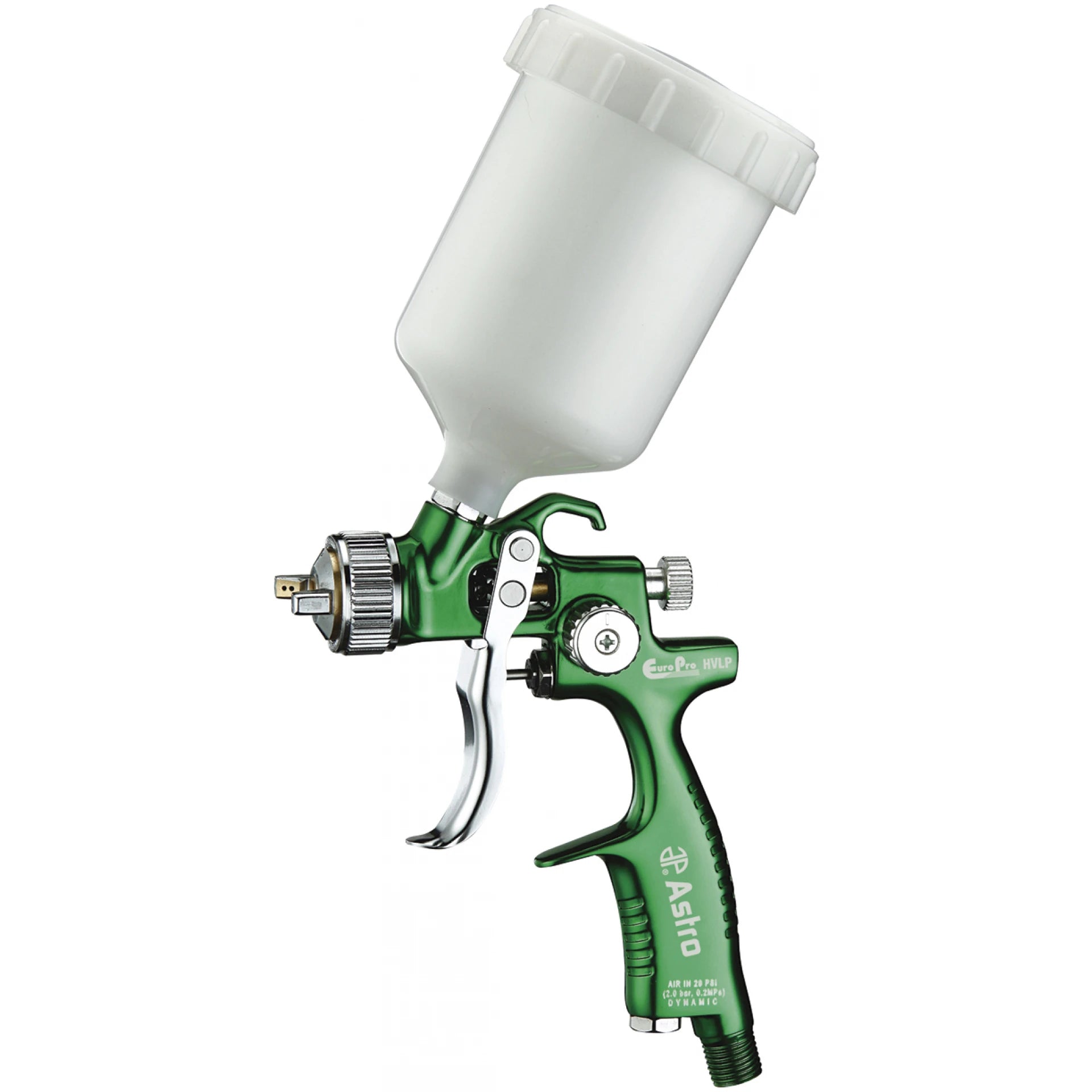 Astro Pneumatic EUROHVT1 EuroPro Forged HVLP Touch Up Gun with 1.0mm Nozzle and Plastic Cup - Front View