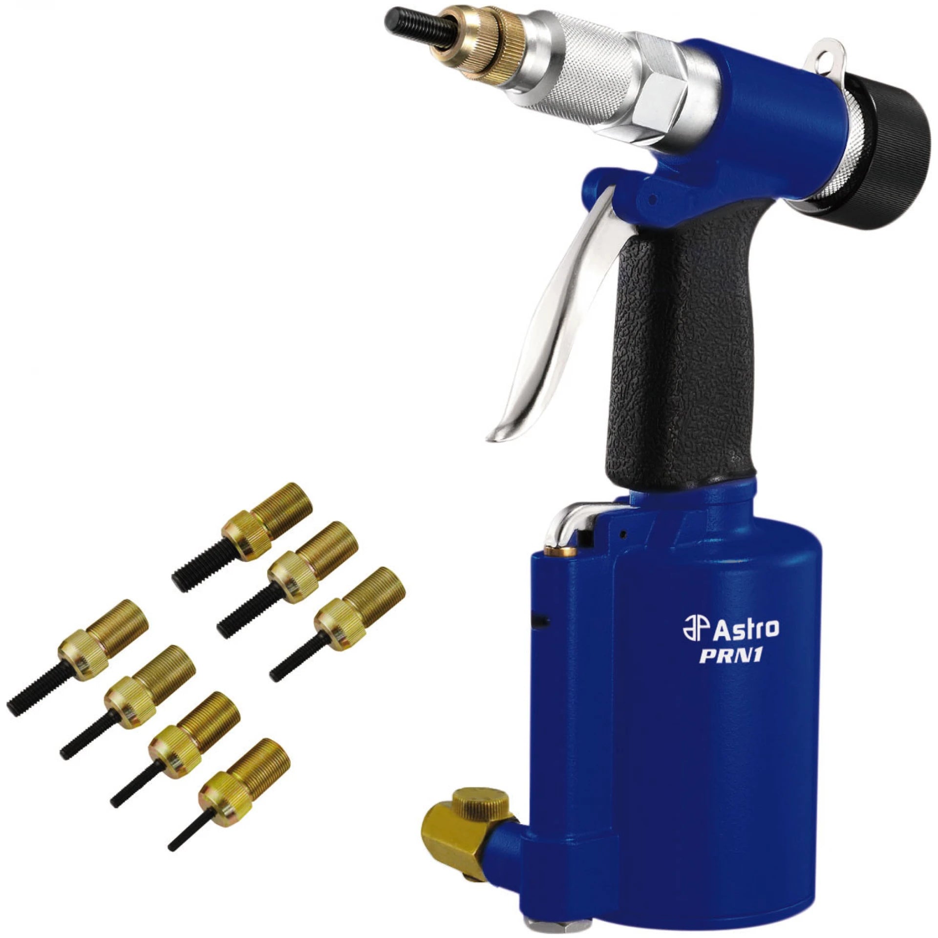 Astro Pneumatic PRN1 3/8" Capacity Pneumatic Rivet Nut Setting Kit with 8 mandrels and nosepieces