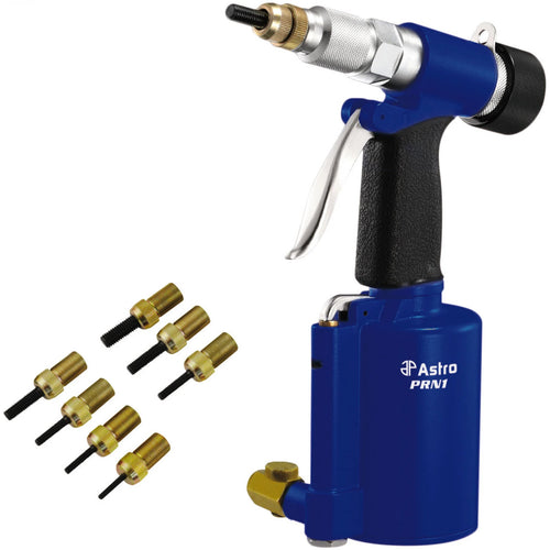 Astro Pneumatic PRN1 3/8" Capacity Pneumatic Rivet Nut Setting Kit with 8 mandrels and nosepieces