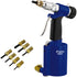 Astro Pneumatic PRN1 3/8" Capacity Pneumatic Rivet Nut Setting Kit with 8 mandrels and nosepieces