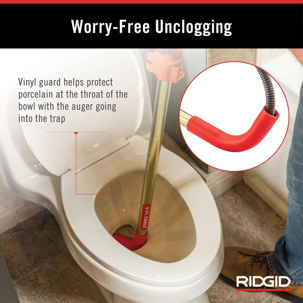 RIDGID 56658 K-6P Hybrid Toilet Auger, 6 ft. Snake Cable