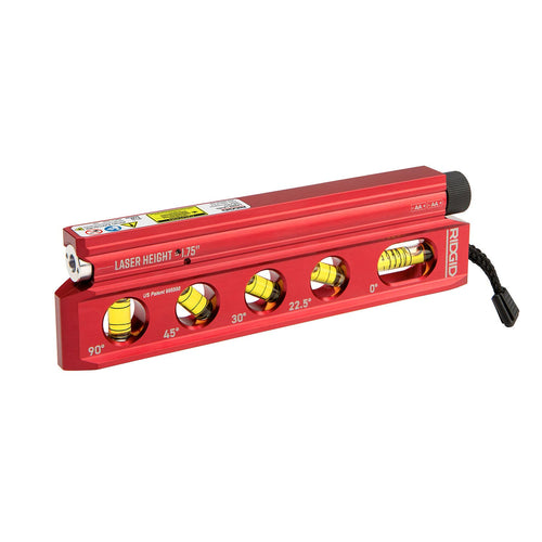 Ridgid 36253 800 LMI 8-1/2 in. Machined Aluminum Laser Level with 5 Vials - Angled Front View