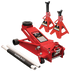 Sunex Tools 66037JPK 3-1/2 Ton Floor Jack Pack with 6 Ton Stands - red hydraulic floor jack, two 6-ton jack stands, and handle