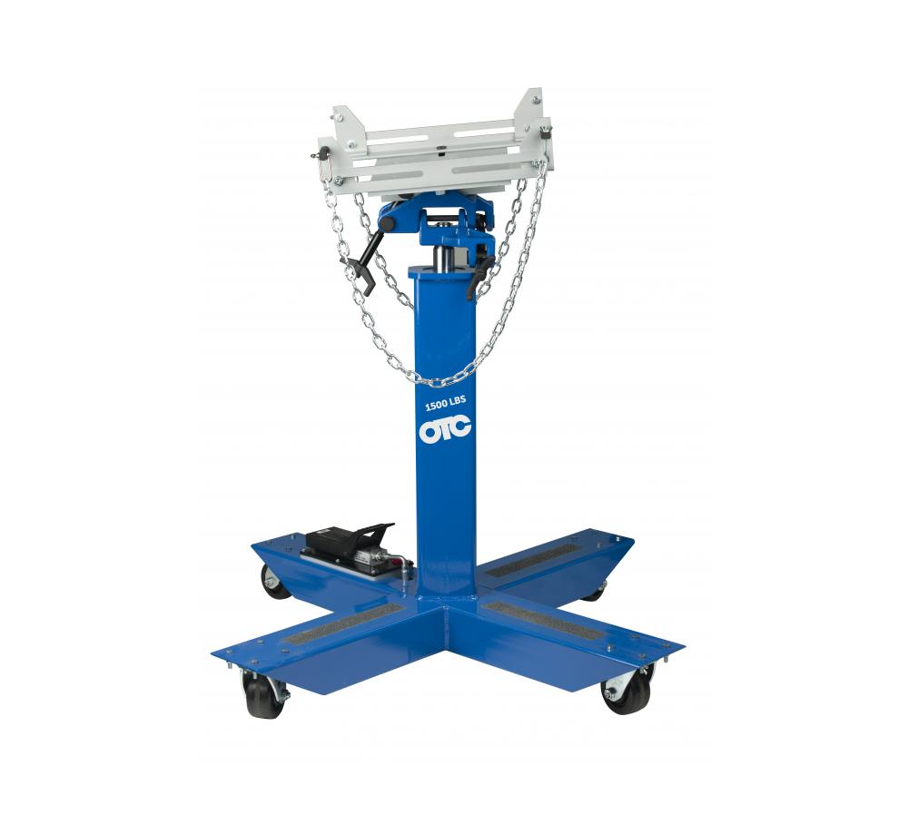 OTC Tools TJHP15 Transmission Jack showing tilted saddle head adjustment capability