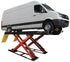 Coats 4TS16OSAR1 Alignment Scissor Lift elevating a white van, 16,000 lb capacity, hydraulic drive