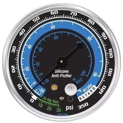 Mastercool 3667 A/C System Pressure Gauge with silicone anti-flutter, R134a and R12 compatible, 350 psi