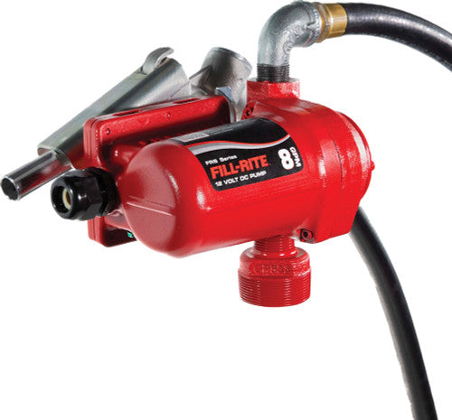 Fill-Rite FR8 12VDC 8 GPM Heavy-Duty Fuel Transfer Pump,W/ 3/4" Manual Nozzle & 3/4" x 12 Ft. Discharge Hose