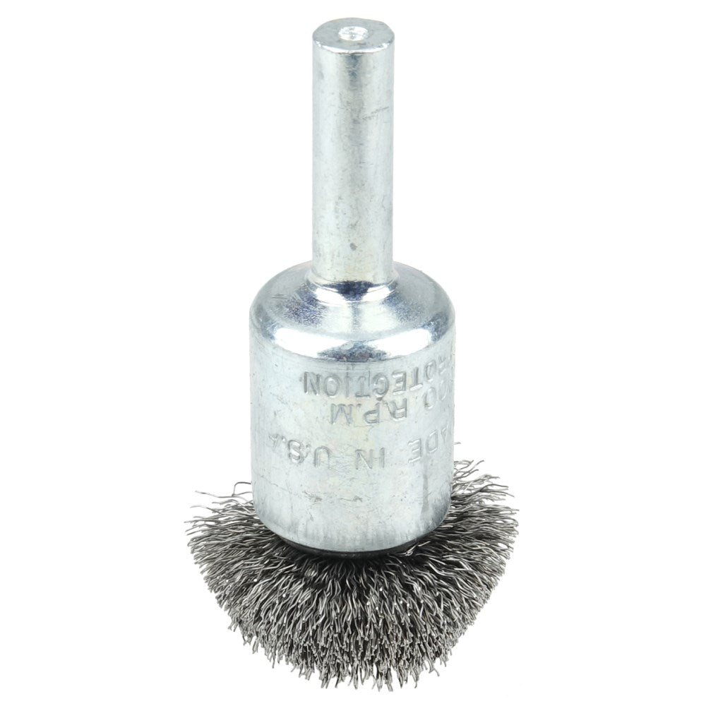 Weiler 10034 1" Circular Flared Crimped Wire End Brush, .008" Steel Fill - MPR Tools & Equipment